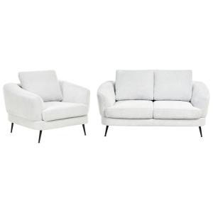 Conjunto de sofás 3 personas de tejido blanco