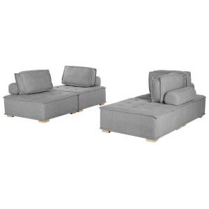 Conjunto de sofás 4 plazas de poliéster gris madera clara