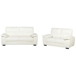 Conjunto de sofás 5 personas de piel sintética beige