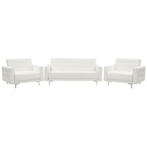 Conjunto de sofás 5 personas de piel sintética blanco