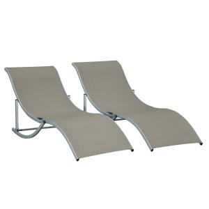 Conjunto de tumbonas 165x61x63 cm gris y plata