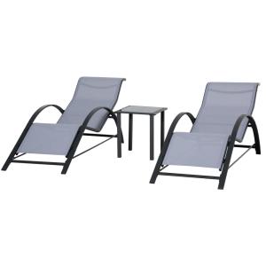 Conjunto de tumbonas 59x169x66 cm gris claro
