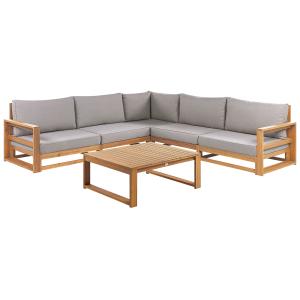 Conjunto longue 5 personas en madera de acacia madera clara