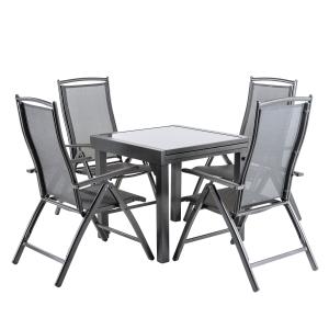 Conjunto mesa aluminio extensible 80 a 160 y 4 sillones rec…