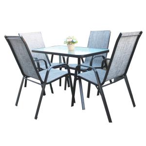 Conjunto mesa de jardín rectangular   4 sillas color gris