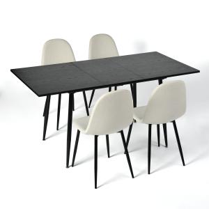 Conjunto mesa extensible negra 120-160 y 4 sillas estilo es…