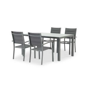 Conjunto mesa fija 160×90 y 4 sillas jardín antracita