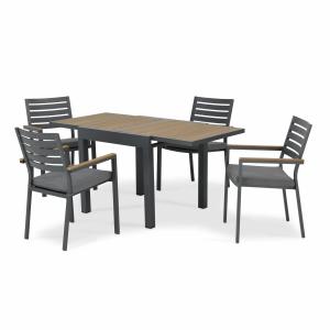 Conjunto mesa jardín 160/80x80 cm y 4 sillas aluminio antra…