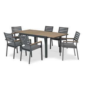 Conjunto mesa jardín 200/140x90 cm y 6 sillas aluminio antr…