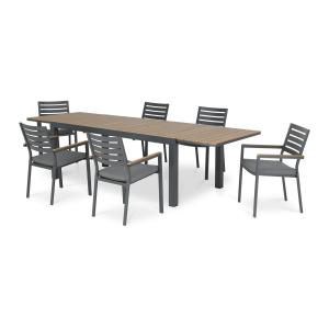 Conjunto mesa jardín 300/200x100 cm y 6 sillas aluminio ant…