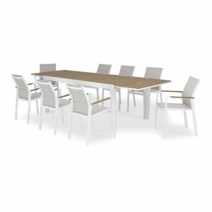 Conjunto mesa jardín 300/200x100 cm y 8 sillas aluminio