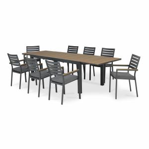 Conjunto mesa jardín 300/200x100 y 8 sillas aluminio antrac…