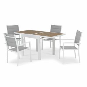 Conjunto mesa jardín Osaka 160/80x80 cm y 4 sillas aluminio…