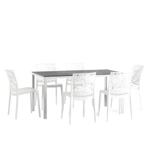 Conjunto mesa rectangular blanco/ardesia y 6 sillas de resi…