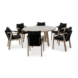 Conjunto mesa redonda jardín 150 cm y 6 sillas de madera y…