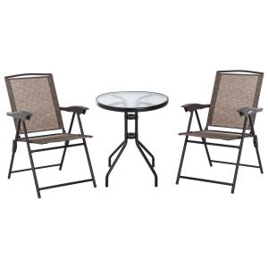 Conjunto mesa y 2 sillas 82,5 x 54 x 90 cm color marrón