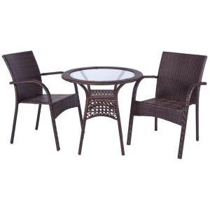 Conjunto mesa y 2 sillas mesa:D75x71h-silla:(2)43x43x84h cm