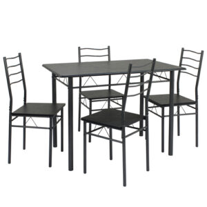 Conjunto mesa y 4 sillas comedor negro/gris, mesa 110 x 70…