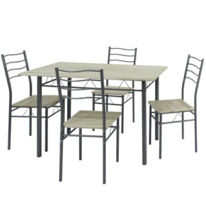 Conjunto mesa y 4 sillas comedor roble/gris, mesa 110 x 70…