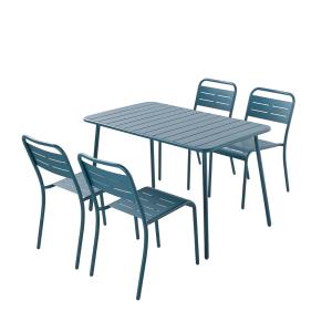 Conjunto mesa y sillas 4/6 plazas azul