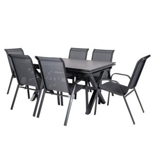 Conjunto mesa y sillas apilables de exterior mesa 150 a 250…