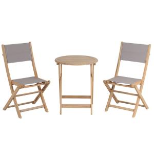Conjunto mesa y sillas de jardín 2 plazas madera de acacia…
