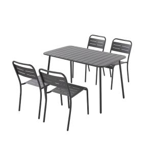 Conjunto mesa y sillas gris oscuro 4/6 plazas