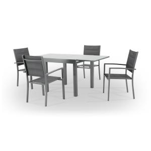 Conjunto mesa y sillas jardín 4 plazas aluminio antracita