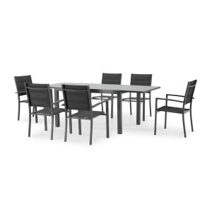 Conjunto mesa y sillas jardín 6 plazas aluminio antracita