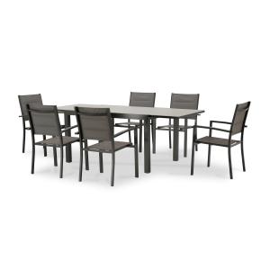 Conjunto mesa y sillas jardín 6 plazas aluminio marrón