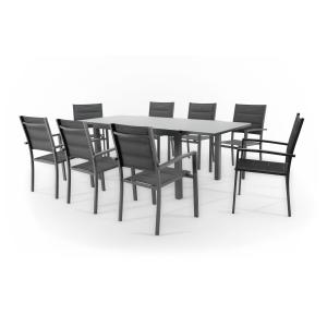 Conjunto mesa y sillas jardín 8 plazas aluminio antracita