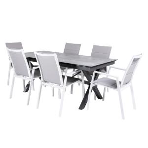 Conjunto mesa y sillas para jardín, mesa 180 a 240cm,alumin…