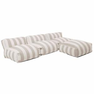 Conjunto modular de jardín con 3 sillones y 1 puf arena