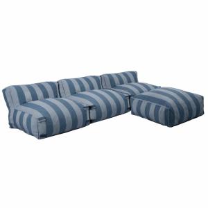 Conjunto modular de jardín con 3 sillones y 1 puf Azul Pací…