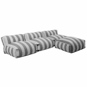 Conjunto modular de jardín con 3 sillones y 1 puf gris a ra…