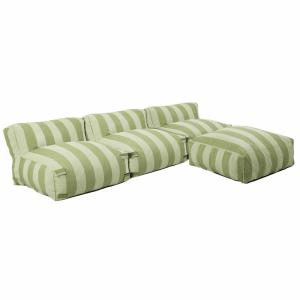 Conjunto modular de jardín con 3 sillones y 1 puf verde cac…