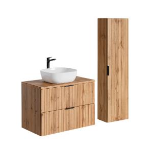 Conjunto mueble lavabo de 80 cm y columna estratificado bei…