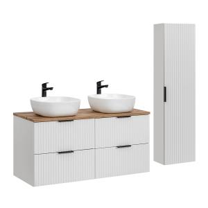 Conjunto mueble lavabo y columna estratificado blanco