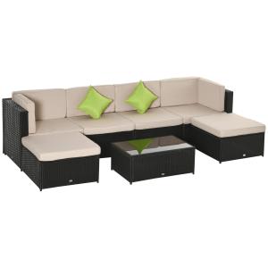 Conjunto muebles de jardín ratán 80x80x71 cm negro, caqui y…
