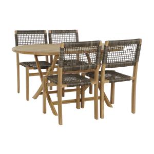 Conjunto outdoor mesa plegable y 4 sillas teca natural 150x…