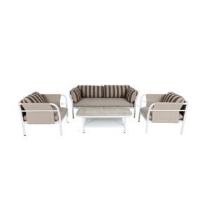 Conjunto sofá jardín 4pz de aluminio color marrón