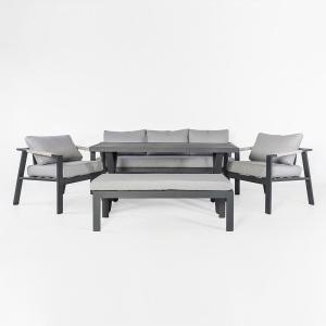 Conjunto sofá salón jardín 5pz de aluminio antracita