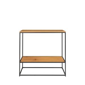 Consola de 2 estantes de madera y metal - madera clara