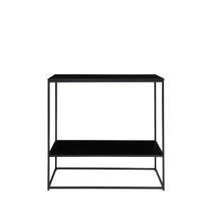 Consola de 2 estantes de madera y metal - negro
