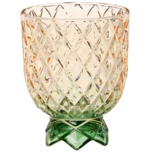 Copa con forma de piña de cristal amarillo y verde