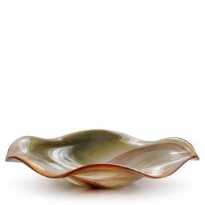 Copa decorativa de vidrio soplado en verde, amarillo y marr…