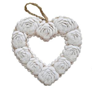 Corazón decorativo de conchas, blanco 24 x 22 cm