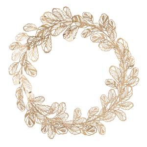 Corona de hojas de acero dorado para decorar la pared D35 cm