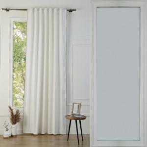 Cortina cinta fruncidora algodón blanco / arena 140x260