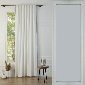 Cortina cinta fruncidora algodón blanco / celadón 140x260